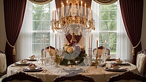 Interior design inspiration of Traditional Elegant style dining room loveliness .