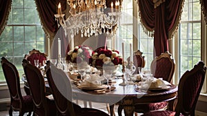 Interior design inspiration of Traditional Elegant style dining room loveliness .