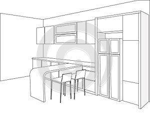 Interior design and kitchen vector illustration flat set photo