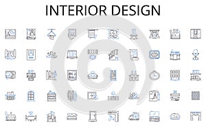 Interior design line icons collection. Investment, Capital, Financing, Valuation, Mergers, Acquisition, Divestiture