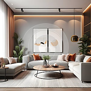 interior design for living area or reception in modern concept design 3d illustration 3d rendering