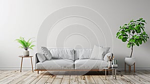 interior design for living area or reception with sofa. Ai Generative