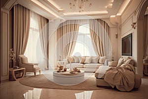 Interior design of living room in luxury home. architecture design with elegant luxury style. modern house. Modern. Cozy