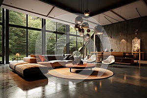 Interior design of living room in luxury home. architecture design with elegant luxury style. modern house. Modern. Cozy