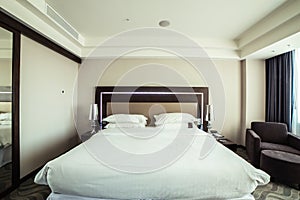 Interior design of luxury hotel bedroom