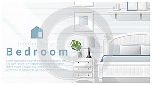 Interior design with Modern bedroom background , vector