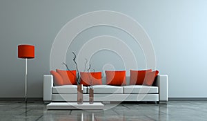 Interior design modern bright room with white sofa