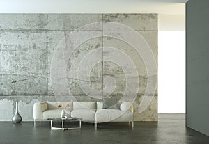 Interior design modern bright room with white sofa