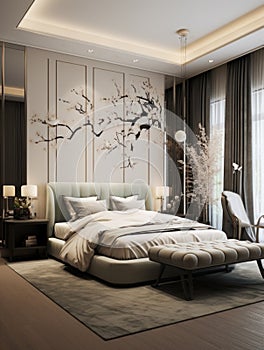 Interior design of modern elegant bedroom