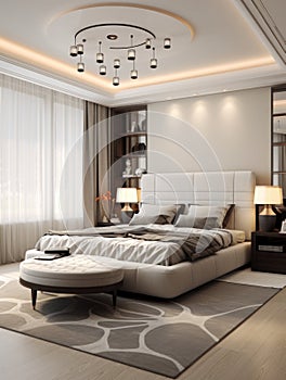 Interior design of modern elegant bedroom
