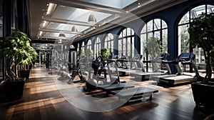 Interior design of a modern gym.