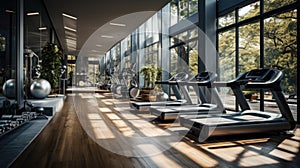 Interior design of a modern gym.