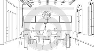 Interior Design modern Kitchen Drawing Plan