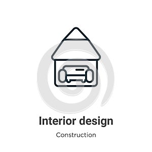 Interior design outline vector icon. Thin line black interior design icon, flat vector simple element illustration from editable