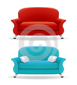 Interior design with realistic sofa