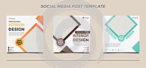 Interior Design sale template for social media post.