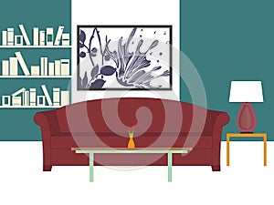 Interior design and sofa vector illustration flat set photo