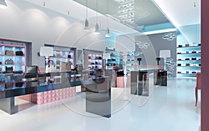 Interior design of a store of branded bags