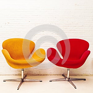 Interior design of two chairs modern