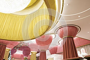 Interior design, unique cloth material ceiling architecture, luxury