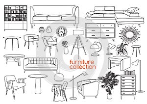 Interior design vector illustration. furniture of living room.