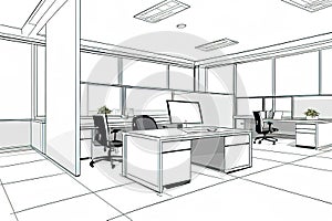 interior design visualization, 3 d illustrationinterior design visualization, 3 d illustrationmodern office interior 3 d