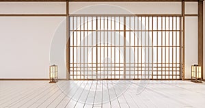 interior design white modern living room asia style. 3d illustration, 3d rendering