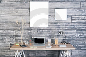 Interior with designer desktop