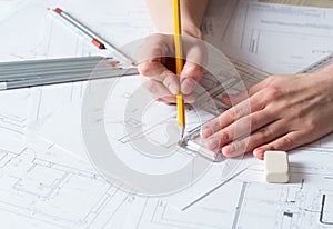 Hand drawing details of the interior