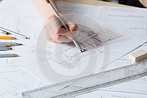 Hand drawing details of the interior