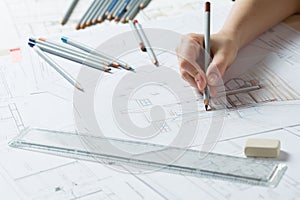 Hand drawing details of interior