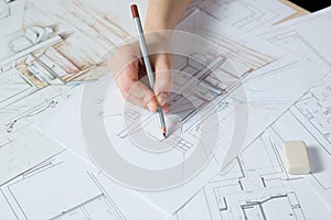 Hand drawing details of the interior