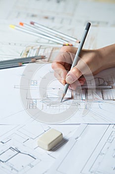 Hand drawing details of interior