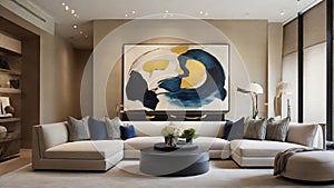 interior designs that revolve around statement art pieces, demonstrating how a lone artwork can distinctly become the focal point