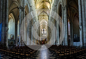 Interior and detail of Amiens Cathedral in France photo