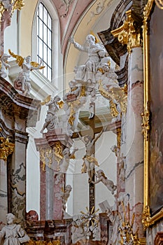 Interior detail of the  Vilnius Holy Spirit Church. The altar.