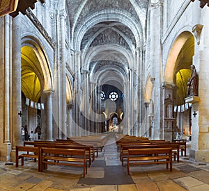 Interior and details of Church of Notre Dame de Poissy