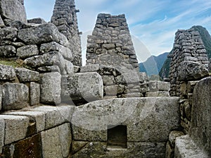 Interior details of a stone house in the beautiful archaeological site of Machu Picchu in Peru