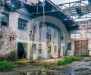 Interior of Deteriorating Abandoned Industrial Building
