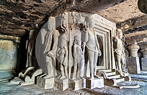 Interior of Dhumar Lena temple at Ellora Caves, India