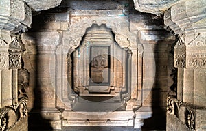 Interior of Dhumar Lena temple at Ellora Caves, India photo