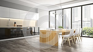 Interior of the dining room 3D rendering