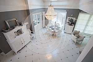 Interior of dining room inside residence