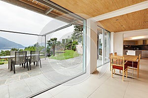 Interior, dining room, veranda view