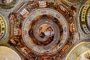 The interior of the dome of Basilica of San Vitale Ravenna, Italy