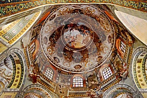 The interior of the dome of Basilica of San Vitale Ravenna, Italy