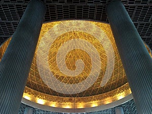 Interior Dome of Masjid Istiqlal, Jakarta, Indonesia photo