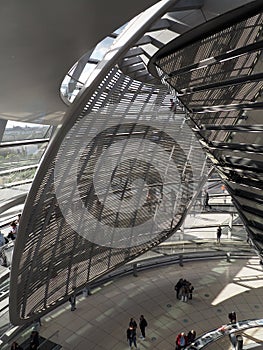 Interior dome with mirror of Reichstag Berlin, Germany