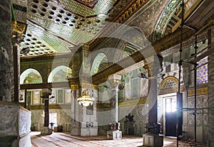 Interior of Dome on the Rock. Jerusalem, Israel.