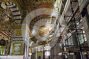 Interior of Dome on the Rock. Jerusalem, Israel.